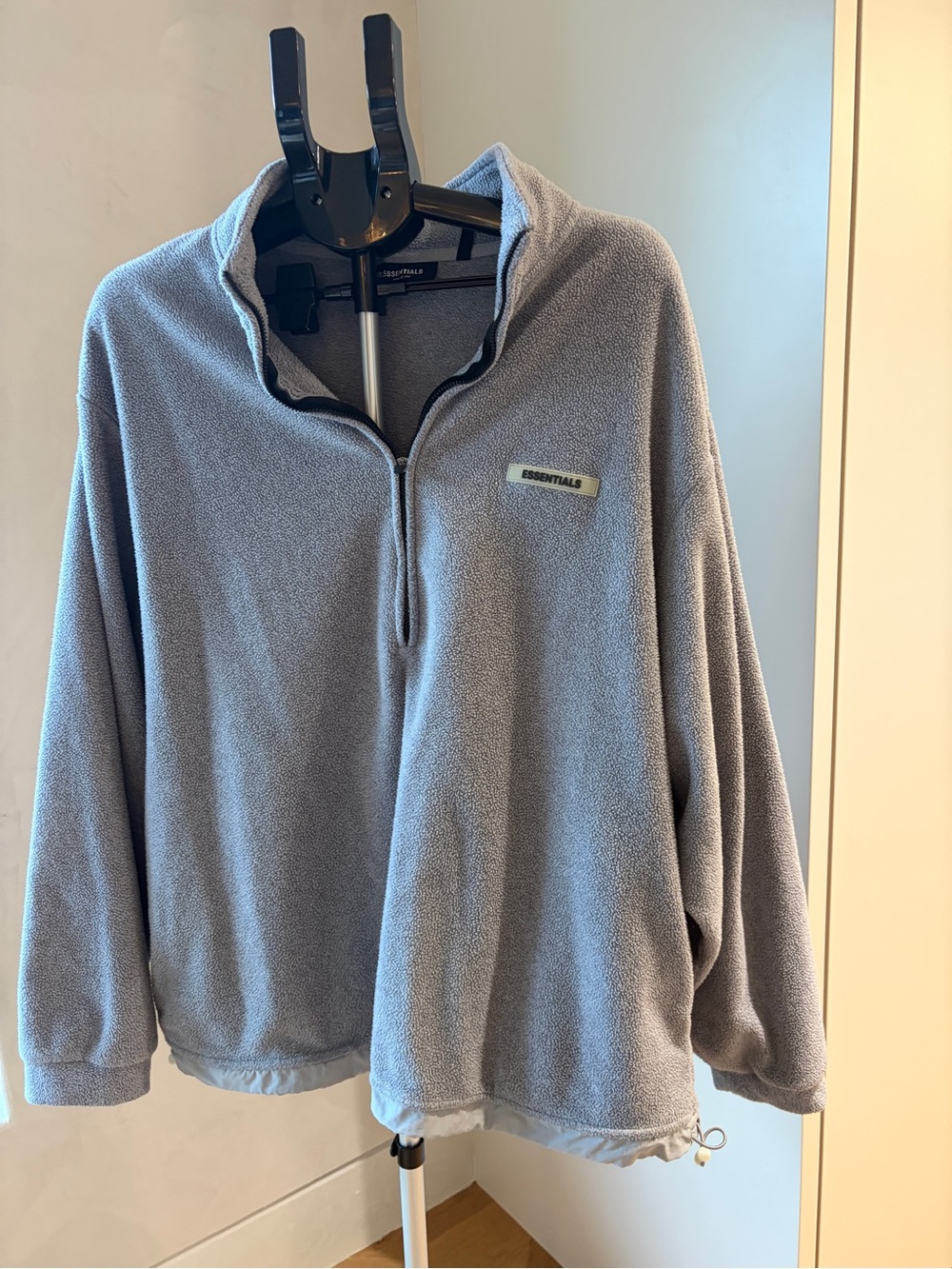 ESSENTIALS Men’s Zip-Up Fleece Pullover - grey